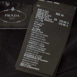 Pre Owned Prada Black Leather Trim Silk Mini Dress S