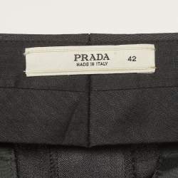 Pre Owned بنطلون برادا صوف رمادي كابري مقاس متوسط - ميديوم