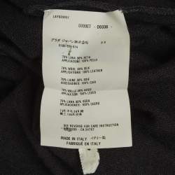 Pre Owned Prada Black Wool & Silk Knit Leather Trim Jacket L