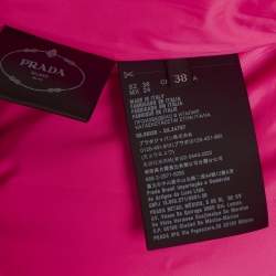 Pre Owned Prada Pink Tweed Short Sleeve Puffer Jacket S