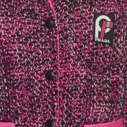 Pre Owned Prada Pink Tweed Short Sleeve Puffer Jacket S