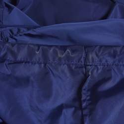 Pre Owned جاكيت بقلنسوة من النايلون المعاد تدويره من برادا أزرق مقاس صغير جدًا