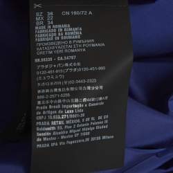 Pre Owned جاكيت بقلنسوة من النايلون المعاد تدويره من برادا أزرق مقاس صغير جدًا