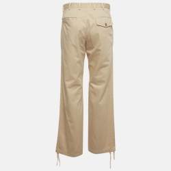 Pre Owned بنطلون برادا قطن كريمي بيج بارتفاع عالٍ مقاس كبير (لارج)