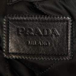 Pre Owned Prada Black Synthetic Shearling Collar Afghan Coat S