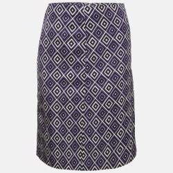 مملوكة مسبقًا Prada Multicolour Geometric Print Silk Blend Pencil Skirt S