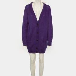 Pre Owned Prada Purple Mohair Blend Oversized Cardigan S