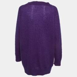 Pre Owned Prada Purple Mohair Blend Oversized Cardigan S