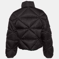 Pre Owned جاكيت مبطن قصير برادا نايلون معاد تدويره أسود مقاس متوسط (ميديام)