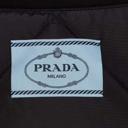 Pre Owned جاكيت مبطن قصير برادا نايلون معاد تدويره أسود مقاس متوسط (ميديام)