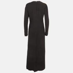 مملوكة مسبقًا Prada Black Crepe Deep V-Neck Cady Maxi Dress M