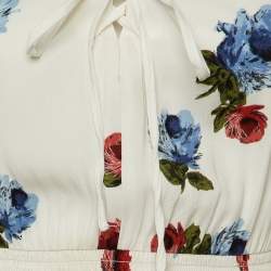 مملوكة مسبقًا Prada White Floral Printed Crepe Midi Dress S