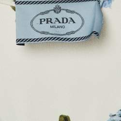 مملوكة مسبقًا Prada White Floral Printed Crepe Midi Dress S