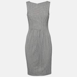 Pre Owned Prada Black/White Stretch Knit Flared Mini Dress S