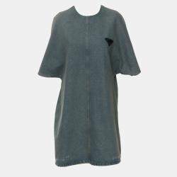 Pre Owned Prada Triangle Logo Denim Dress XS