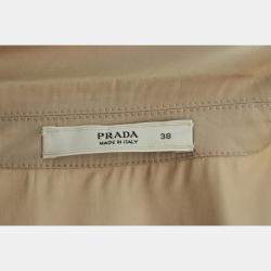 مملوكة مسبقًا فستان برادا كاكي مع قوس بأزرار مقاس صغير جدًّا