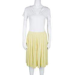 Prada Yellow Pleated Terry Cloth Skirt M