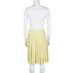 Prada Yellow Pleated Terry Cloth Skirt M