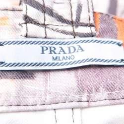 Pre Owned Prada Multicolor Oil Paint Effect Printed Denim Skirt S