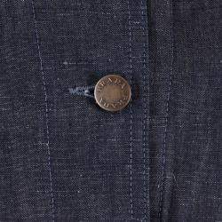 Pre Owned Prada Chambray Black Cotton, Linen Buttoned Collar Jacket Size S
