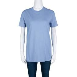 Pre Owned Prada Slate Blue Cotton Jersey Short Sleeve Crew Neck T-Shirt S