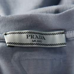 Pre Owned Prada Slate Blue Cotton Jersey Short Sleeve Crew Neck T-Shirt S