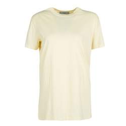 Pre Owned Prada Yellow Cotton Jersey Short Sleeve Crew Neck T-Shirt S