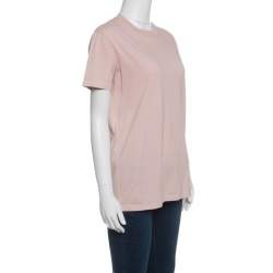 Pre Owned Prada Peach Cotton Jersey Short Sleeve Crew Neck T-Shirt S