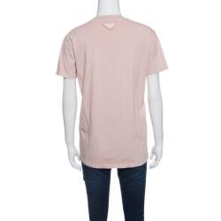 Pre Owned Prada Peach Cotton Jersey Short Sleeve Crew Neck T-Shirt S