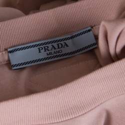 Pre Owned Prada Peach Cotton Jersey Short Sleeve Crew Neck T-Shirt S
