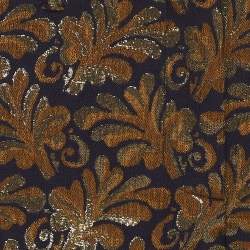 Pre Owned Prada Navy Blue/Gold Floral Jacquard Straight Leg Trousers S