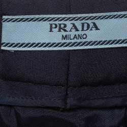 Pre Owned Prada Navy Blue/Gold Floral Jacquard Straight Leg Trousers S