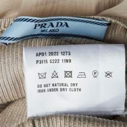 Pre Owned Prada Beige Knit and Chiffon Dropped Waist Sleeveless Maxi Dress S