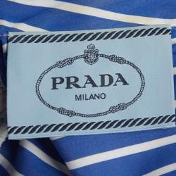 Pre Owned Prada Multicolor Printed Cotton and Crepe Long Sleeve Dress M  