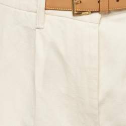 Pre Owned Prada White Canvas Regular Fit Shorts S