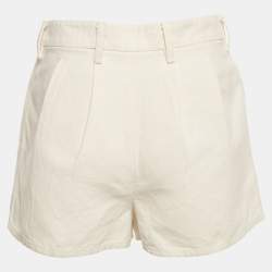 Pre Owned Prada White Canvas Regular Fit Shorts S