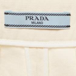 Pre Owned Prada White Canvas Regular Fit Shorts S