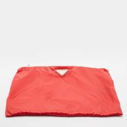 Pre Owned Prada Red Nylon Quilted Zip Up Jacket L