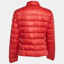 Pre Owned Prada Red Nylon Quilted Zip Up Jacket L