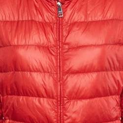 Pre Owned Prada Red Nylon Quilted Zip Up Jacket L