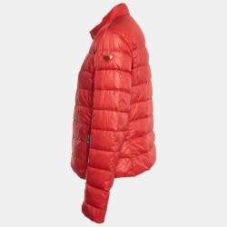 Pre Owned Prada Red Nylon Quilted Zip Up Jacket L