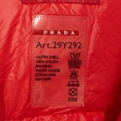 Pre Owned Prada Red Nylon Quilted Zip Up Jacket L