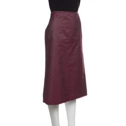 Prada Pink Cotton Embellished Trim Midi Skirt M