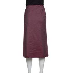 Prada Pink Cotton Embellished Trim Midi Skirt M