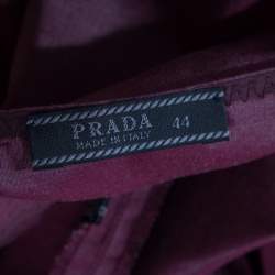 Prada Pink Cotton Embellished Trim Midi Skirt M