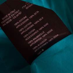 Pre Owned Prada Blue Cotton Contrast Silk Trim Detail Pleated Skirt M