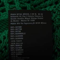 Pre Owned Prada Green Logo Embroidered Crochet Sheer Crop Top S