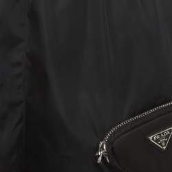 Pre Owned Prada Black Re-Nylon Triangle Pocket Detail Shorts XXS