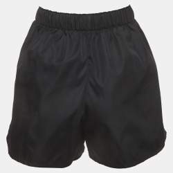Pre Owned Prada Black Re-Nylon Triangle Pocket Detail Shorts XXS