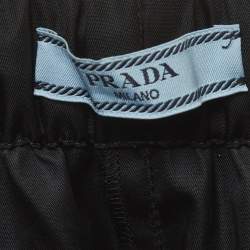 Pre Owned Prada Black Re-Nylon Triangle Pocket Detail Shorts XXS